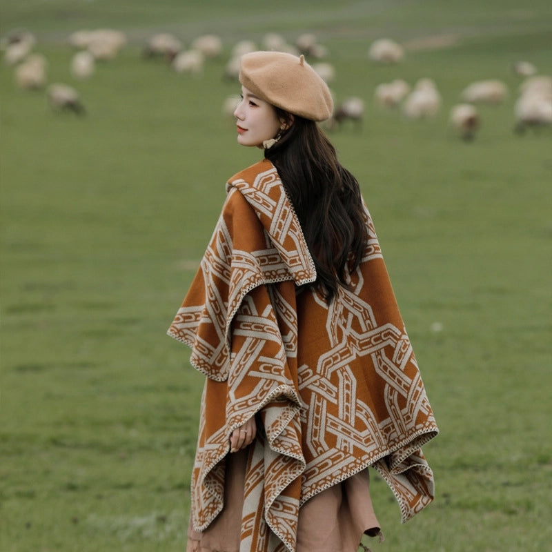 Women's Ethnic Style Chains Print Imitation Cashmere Shawl