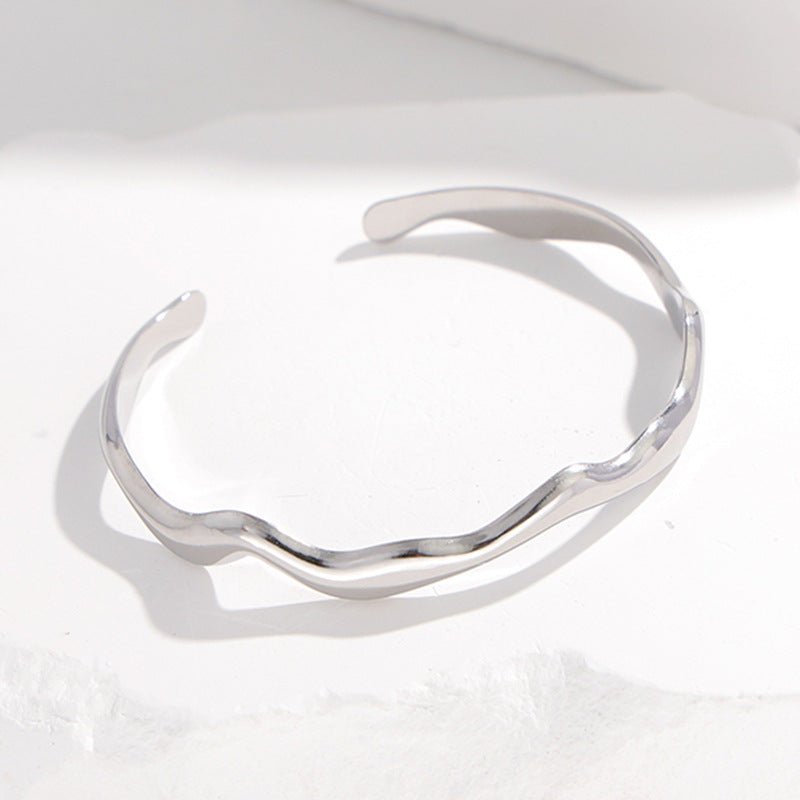 2 Pieces Expressive Stripe Stainless Steel Electroplating Bangles