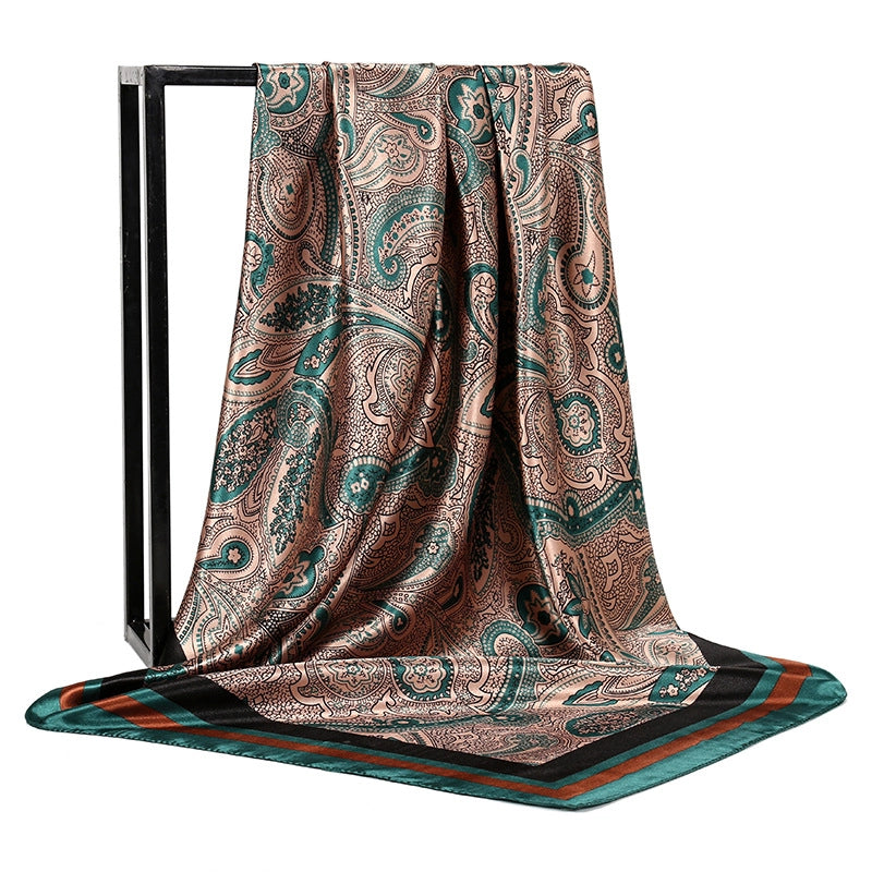 Gaohe Silk Scarf 90cm * 90cm Square Scarf Leopard Print Chain Large Square Scarf Silk Scarf Artificial Silk Scarf For Women