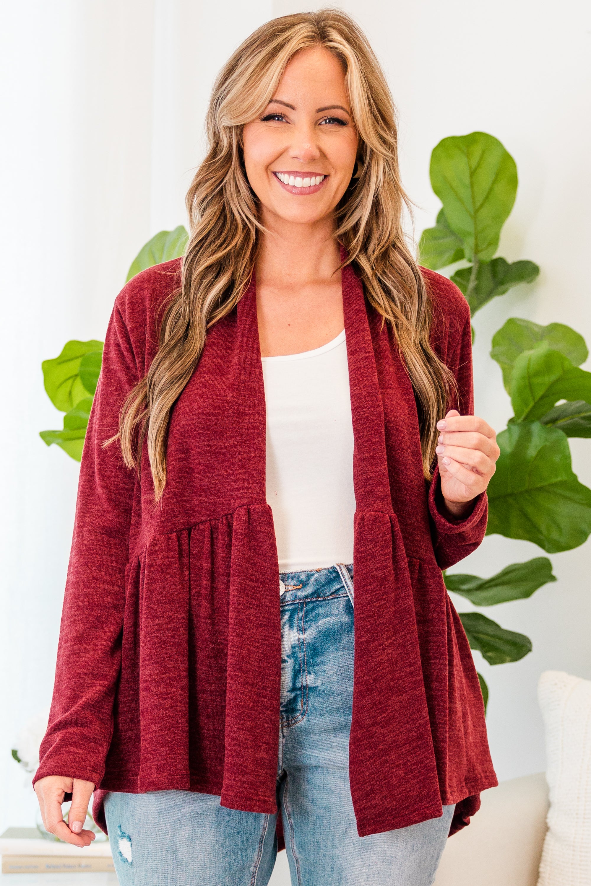 Fireside Comfort Cardigan. Burgundy