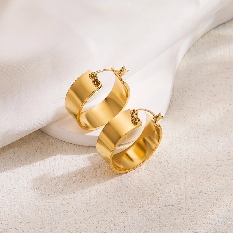 1 Pair Basic Cool Style Solid Color Plating 304 Stainless Steel 18K Gold Plated Stainless Steel Earrings
