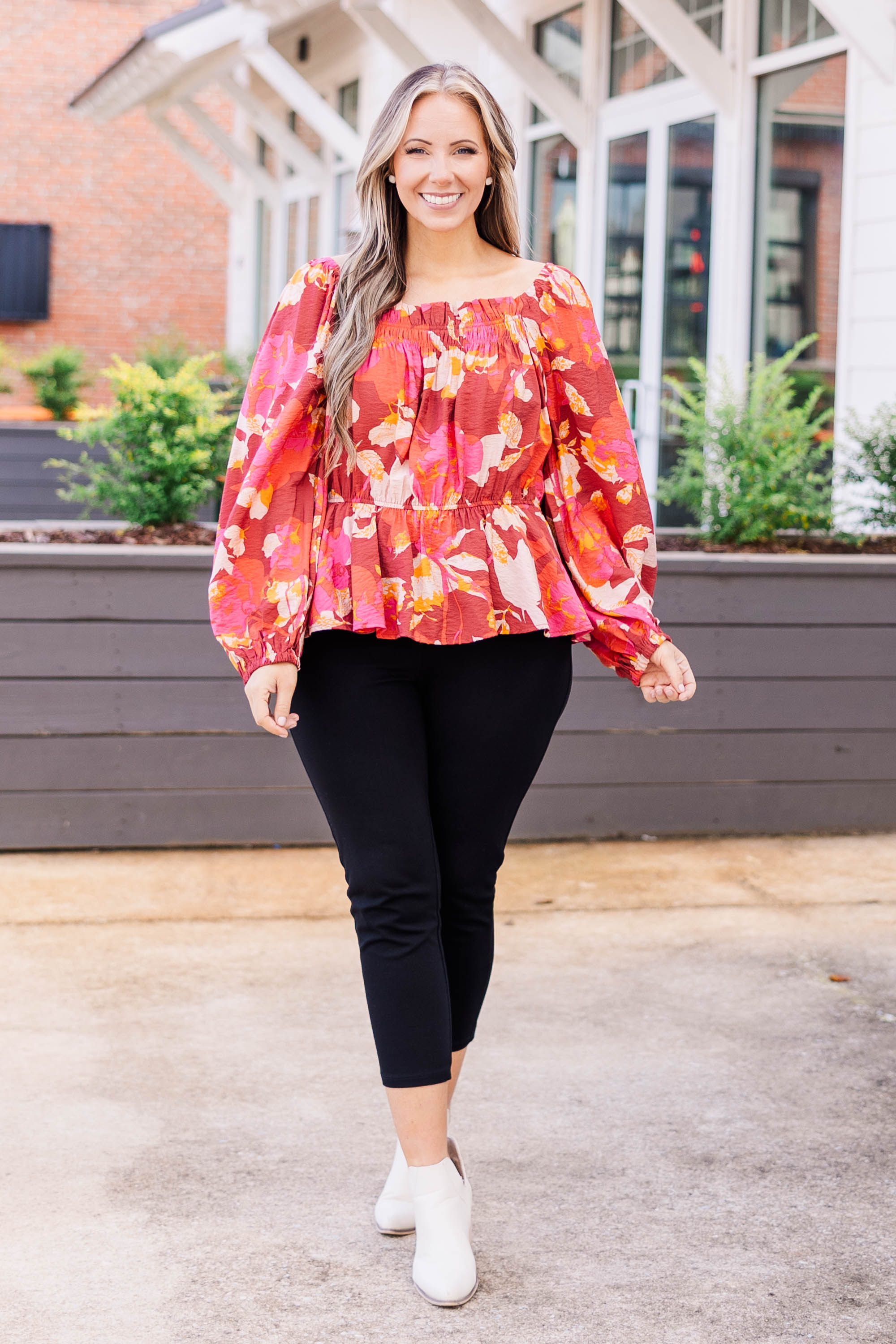 Petal Perfection Blouse. Brick