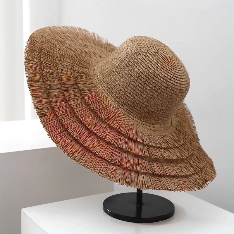 Women's Minimalist Classic Style Solid Color Big Eaves Straw Hat