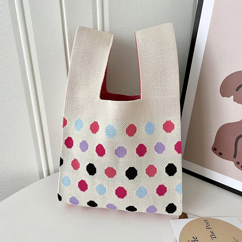 Women's Medium Polyester Polka Dots Vintage Style Square Open Handbag