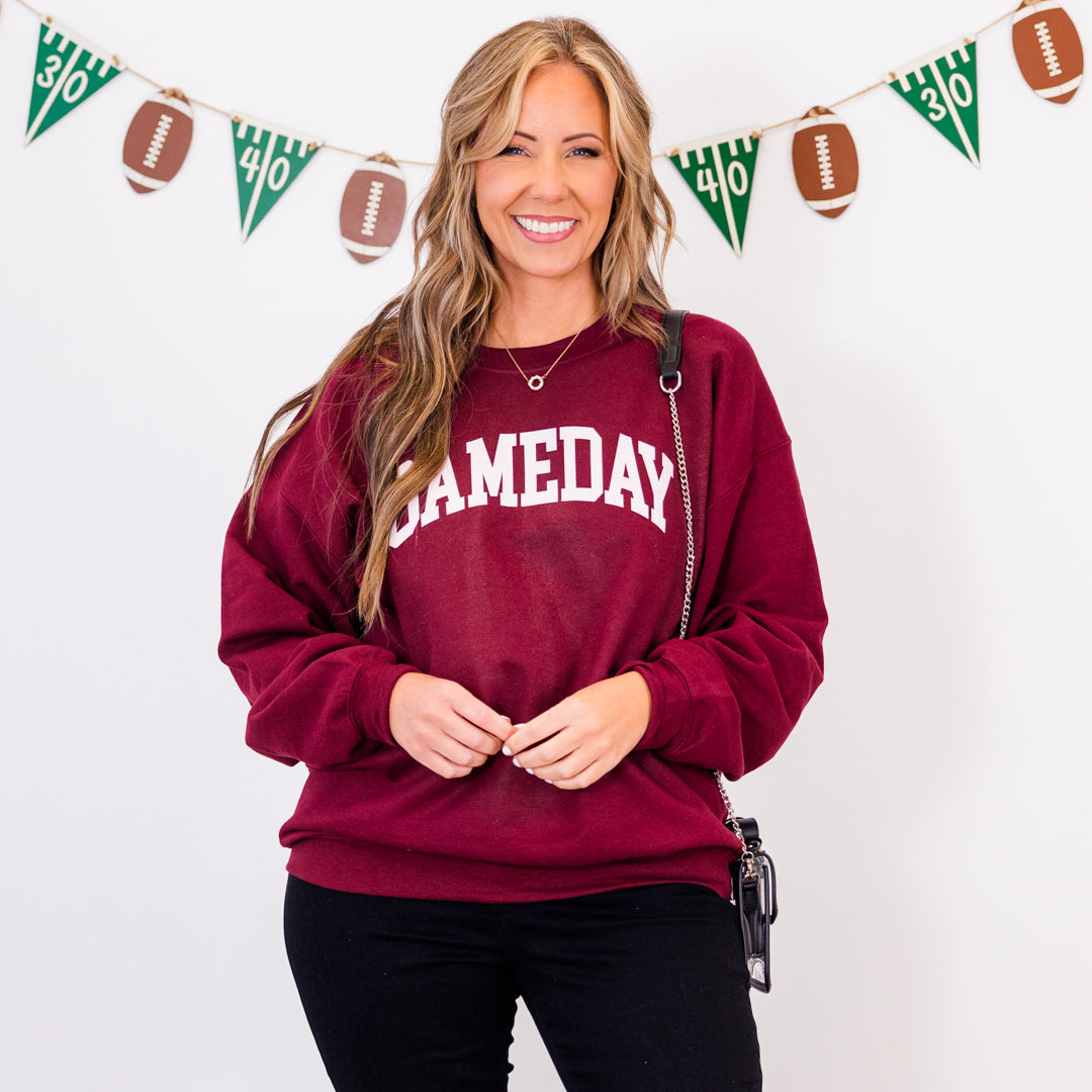 Meet Me At The Game Sweatshirt. Maroon