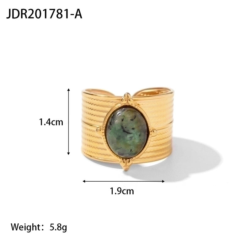 Fashion Geometric 304 Stainless Steel Artificial Gemstones Irregular Rings