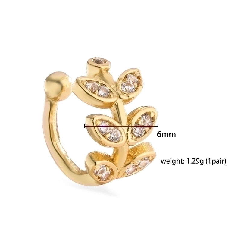 1 Pair Ig Style French Style Minimalist Leaves Twist Plating Inlay Copper Zircon 18k Gold Plated Ear Cuffs