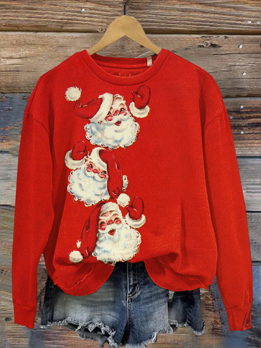 Santa Art Print Crew Neck Sweatshirt