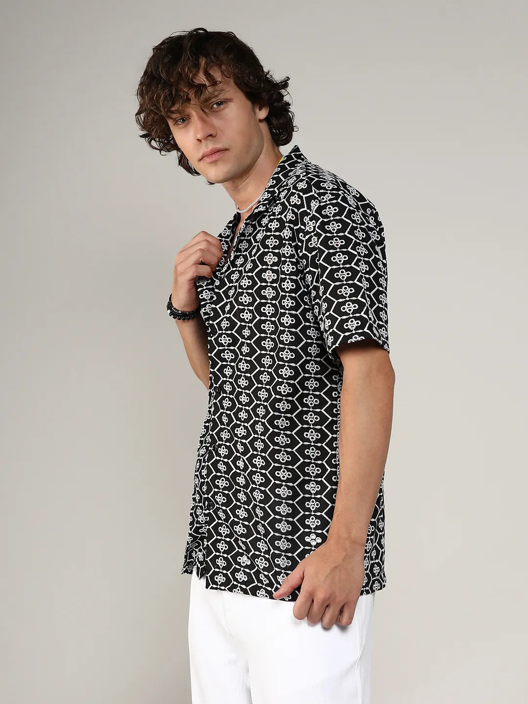 Embroidered Geometric Shirt