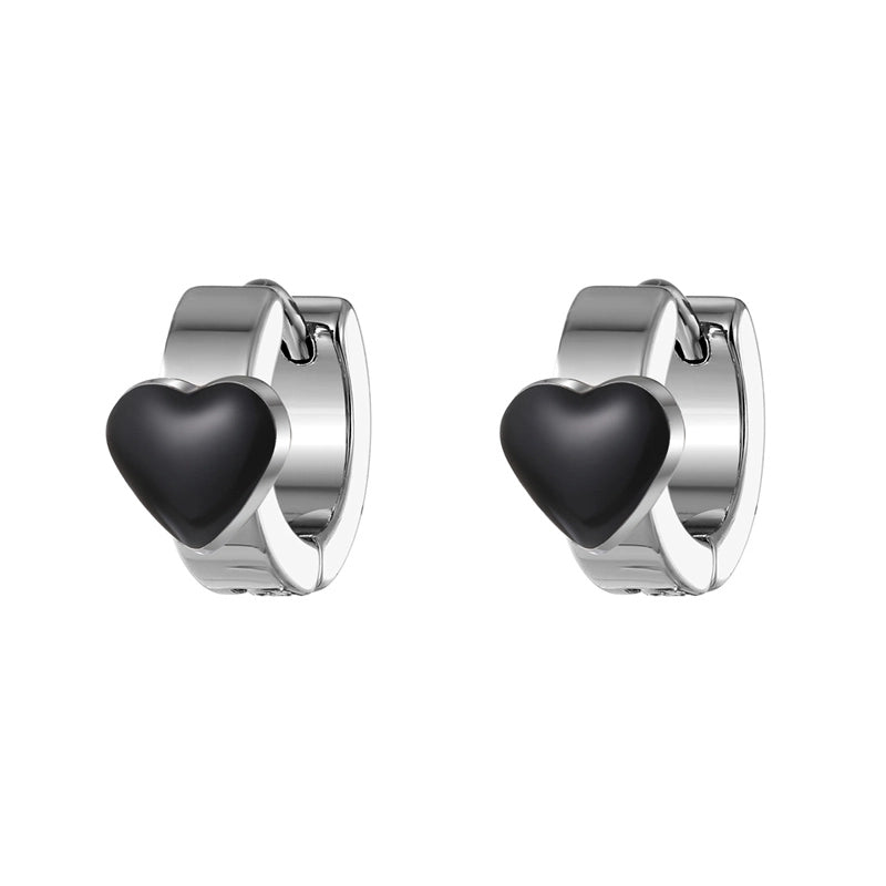 3 Pieces Minimalist Round Square Heart Shape Enamel Plating 201 Stainless Steel Alloy Dangling Earrings