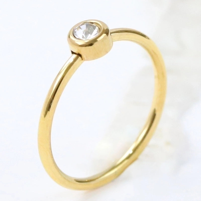 Minimalist Geometric Titanium Steel Plating Zircon Rings 1 Piece
