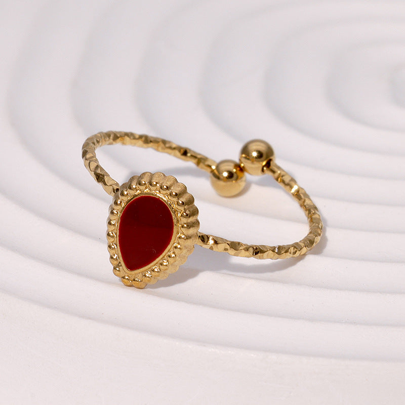 Retro Vintage Niche Personality Stainless Steel Open Ring For Women