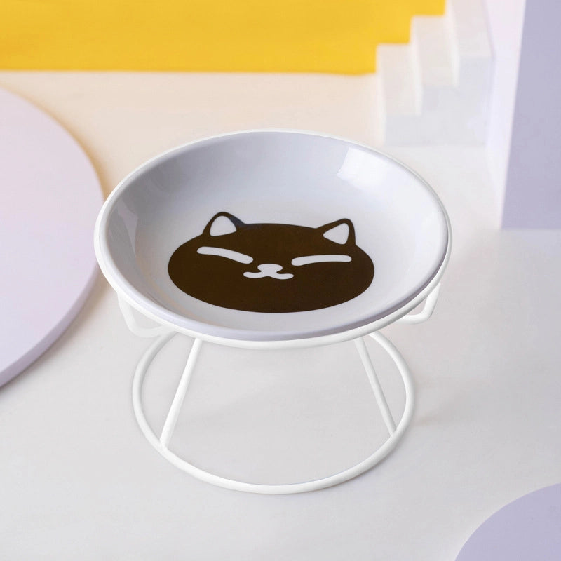Pet Ceramic Bowl Cat Plate High Cat Food Plate Snack Plate Canned Plate Anti-cervical Spondylosis Anti-overturning Cat Bowl