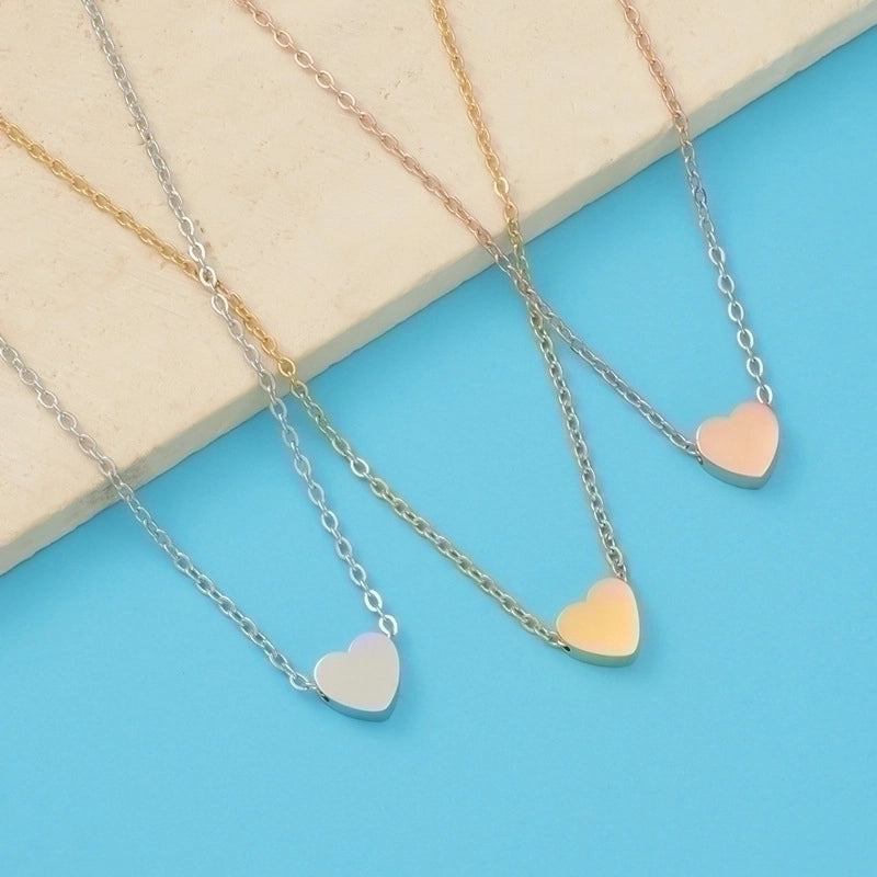 Stainless Steel 18K Gold Plated Lady Minimalist Star Moon Heart Shape None Pendant Necklace