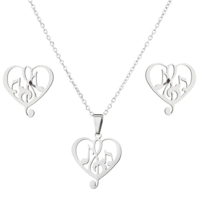 Minimalist Heart Shape Stainless Steel Plating Women's Earrings Necklace