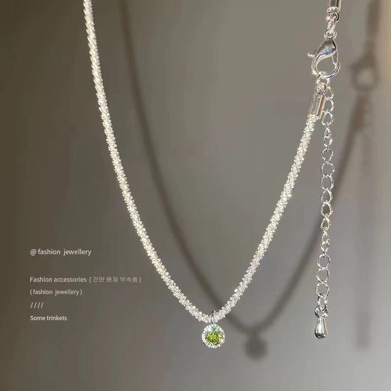 Minimalist Heart Shape Bow Knot Titanium Steel Inlay Zircon Pendant Necklace