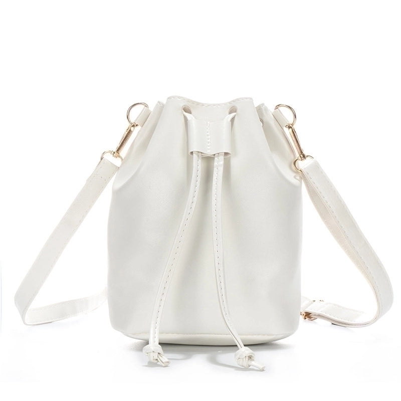 Women's Pu Leather Solid Color Streetwear Bucket String Bucket Bag