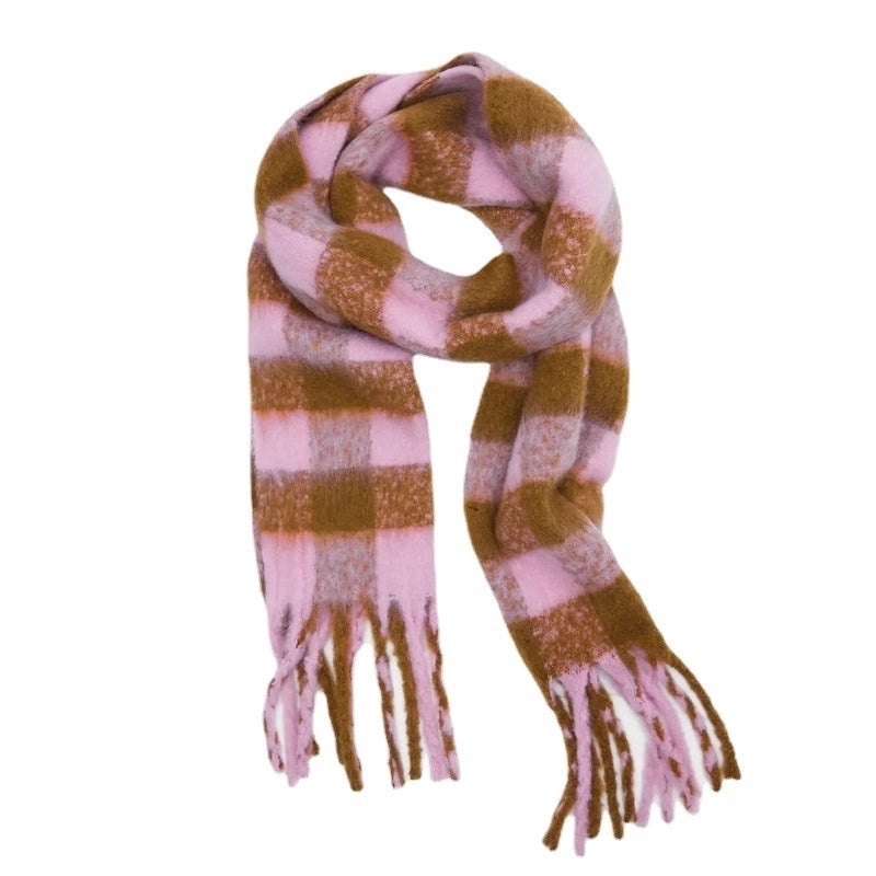Women's Streetwear Lattice Imitation Cashmere Tassel Winter Scarves