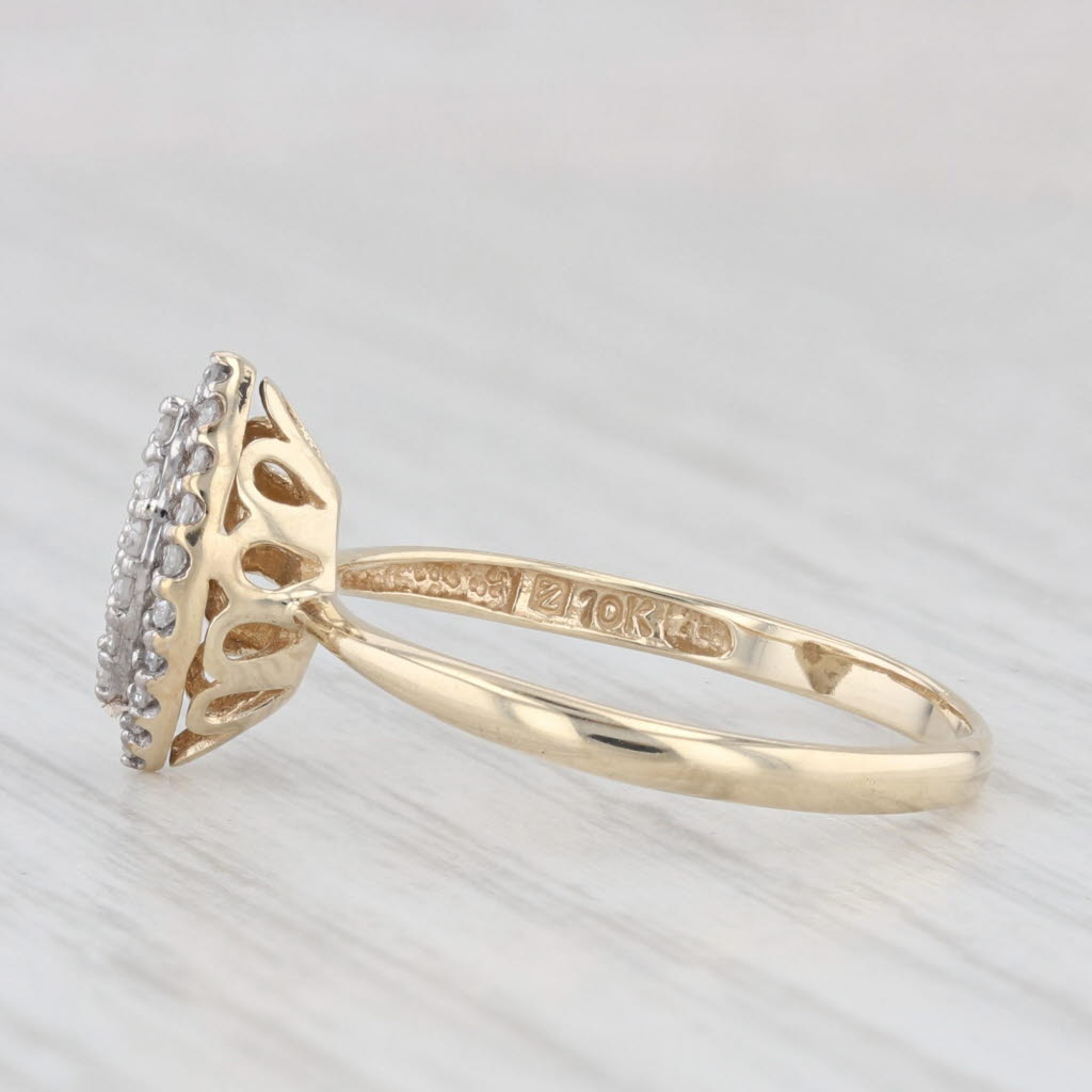 0.12ctw Diamond Marquise Cluster Halo Engagement Ring 10k Yellow Gold Size 7