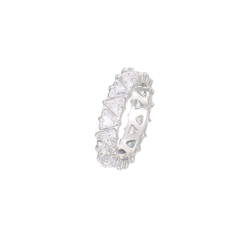 Minimalist Shiny Heart Shape 304 Stainless Steel Zircon 16K Gold Plated White Gold Plated Inlay Rings
