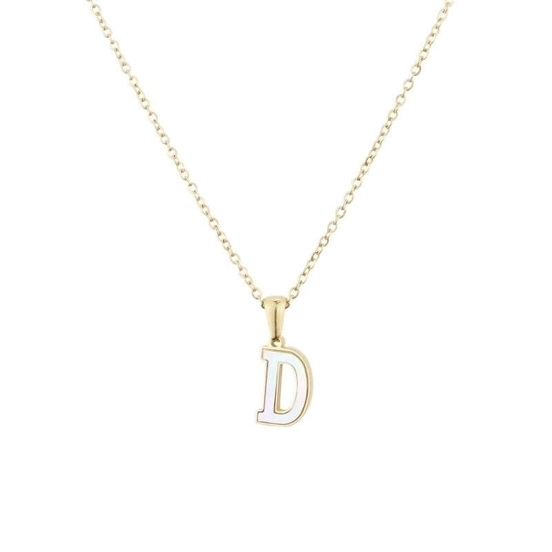 304 Stainless Steel Titanium Steel 18K Gold Plated Minimalist Plating Inlaid Shell Letter Shell