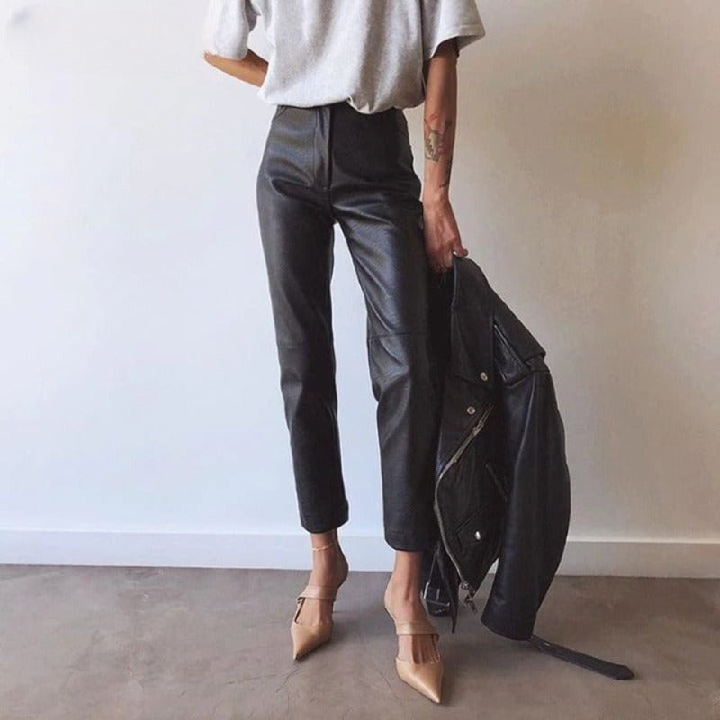 Faux Leather Skinny Harem Pants