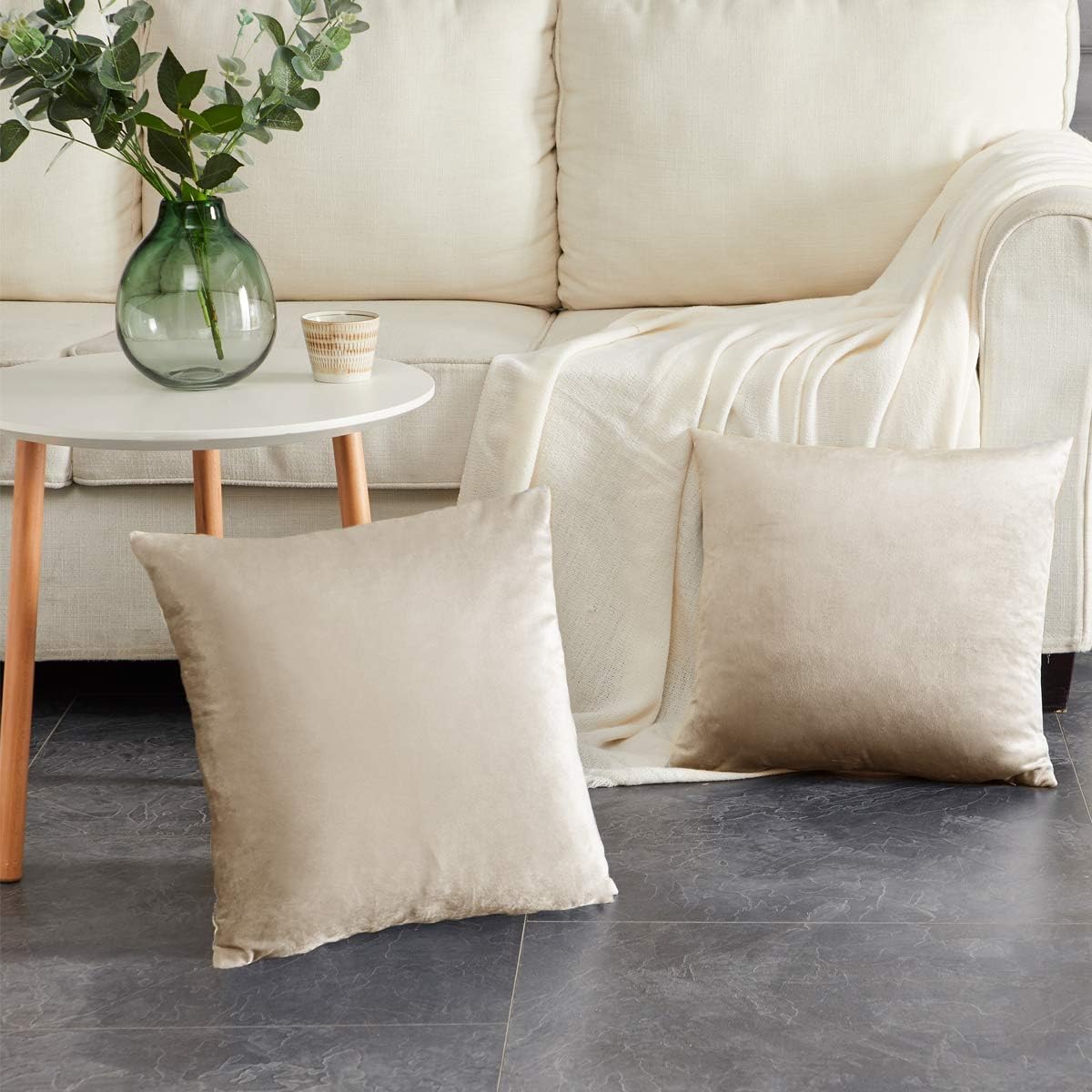 Beige-Velvet Cushion Covers