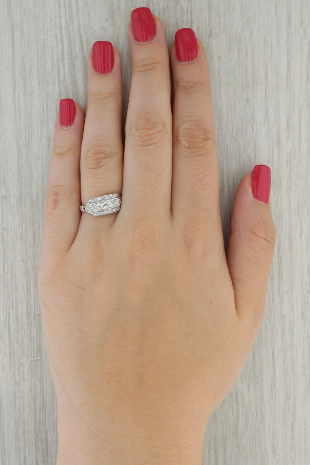 Vintage 0.43ctw Diamond Ring 14k White Gold Size 8.5