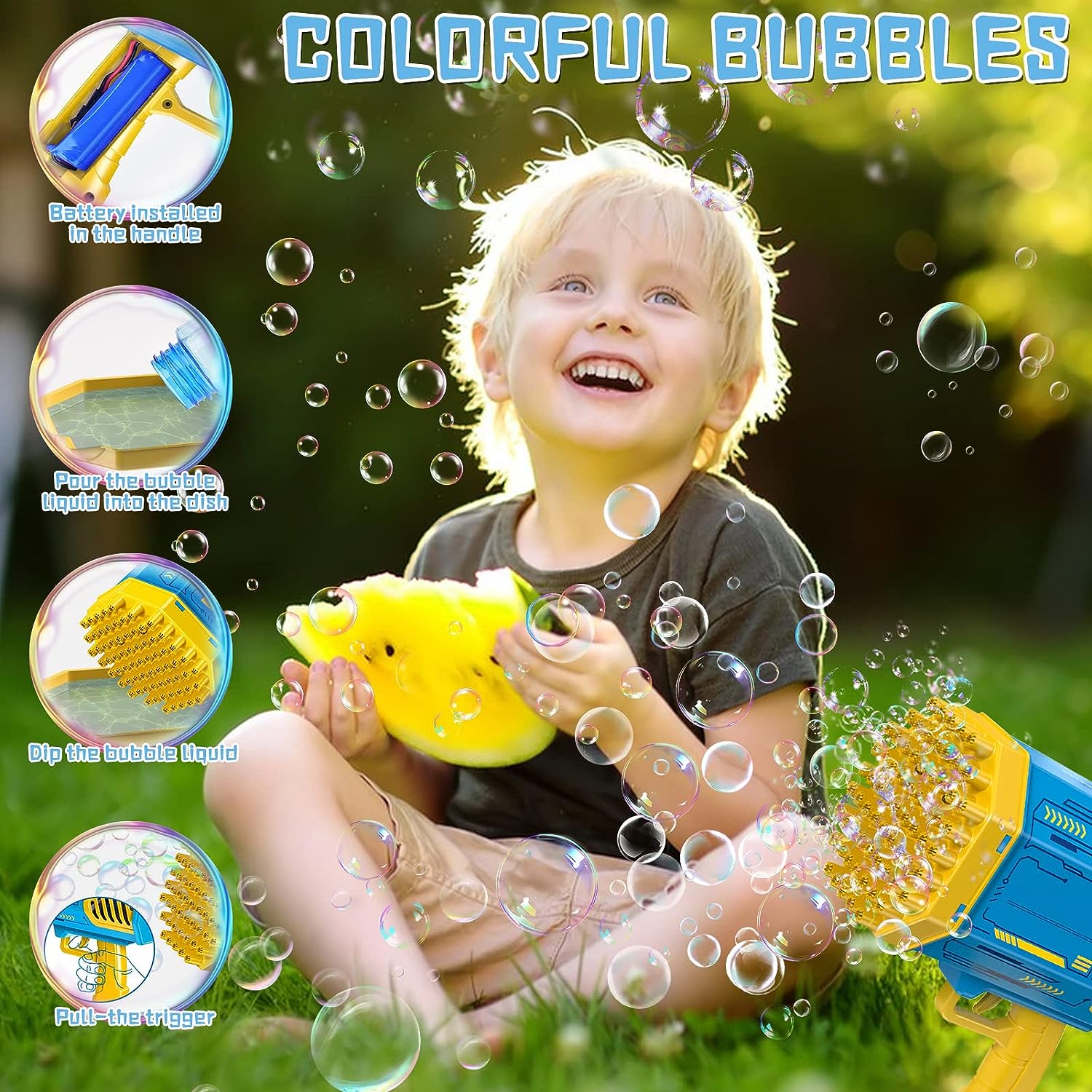 Bubble gun toy with 105 holes