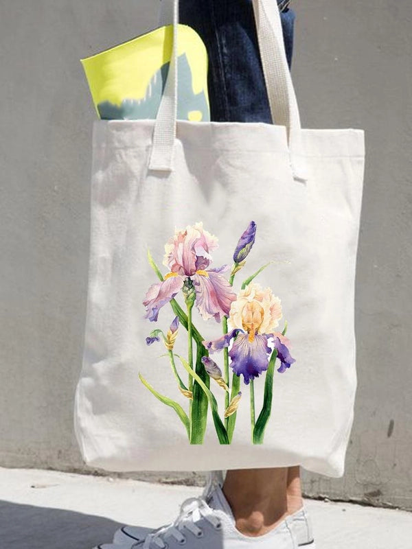 Women's Printed Shopping Bag Casual Shopping Handbag Women's Shoulder Bag Large Capacity New Artistic Fresh Women's Bag