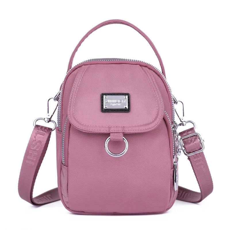 Women's Small Nylon Color Block Classic Style Semicircle Zipper Crossbody Bag