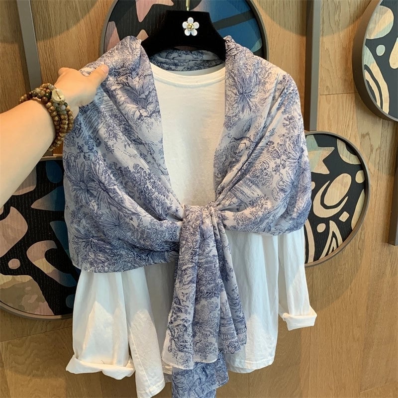 Women's Beach Classic Style Animal Plant Synthetic Fibre Printing Shawl