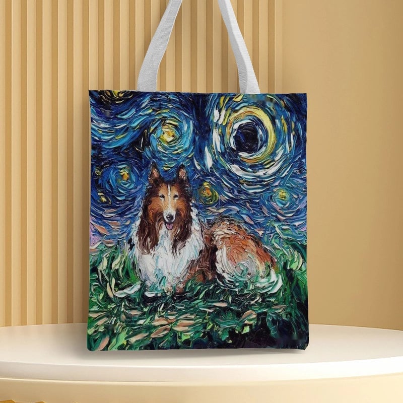 Women's Medium Canvas Animal Basic Classic Style Square Open Canvas Bag