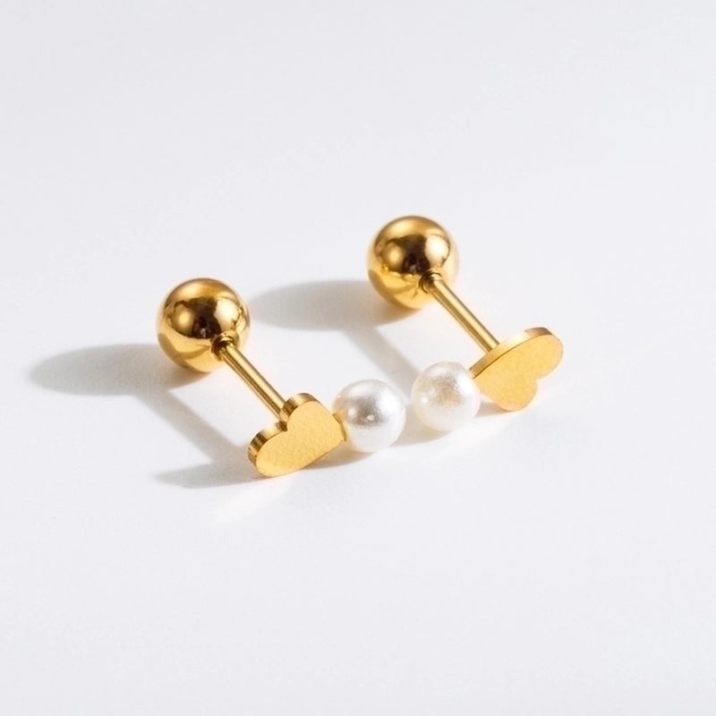 1 Pair Commute Rabbit Heart Shape Crown 304 Stainless Steel 18K Gold Plated Ear Studs