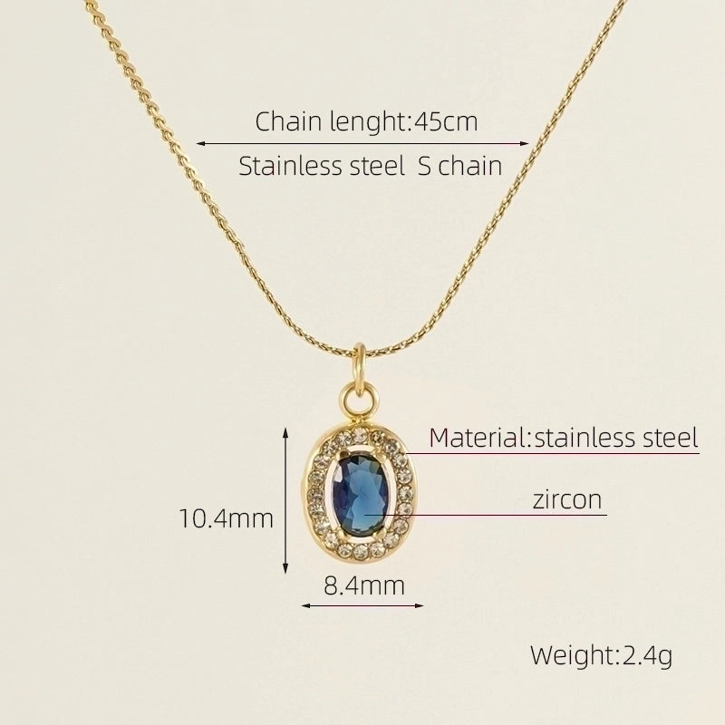 Stainless Steel 18K Gold Plated Glam Shiny Plating Inlay Sun Water Droplets Heart Shape Zircon Pendant Necklace