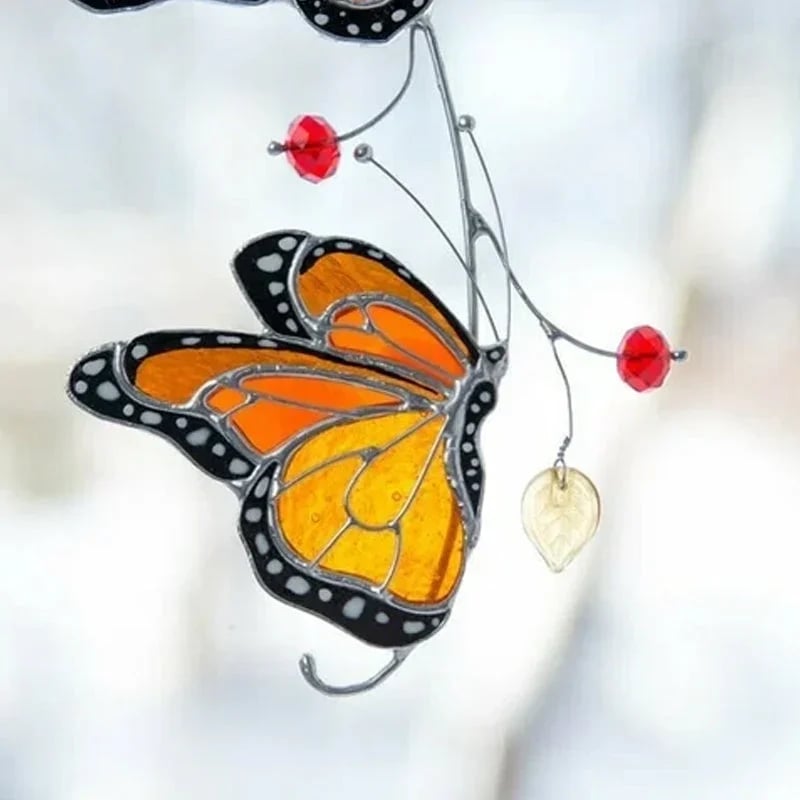 🔥🔥🔥Stained Monarch Butterfly Glass Window Decor