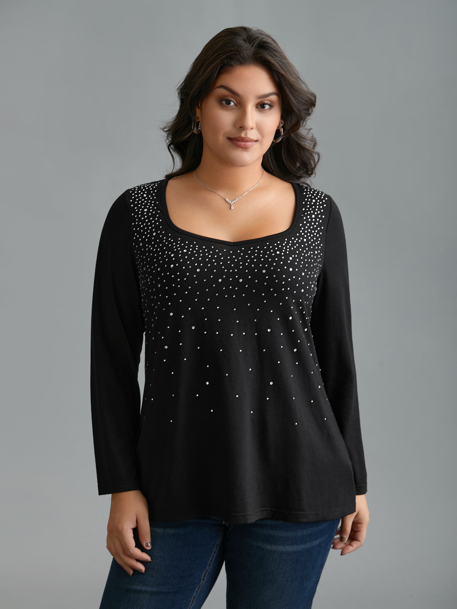 Sequin Stretchy Long Sleeve T-shirt