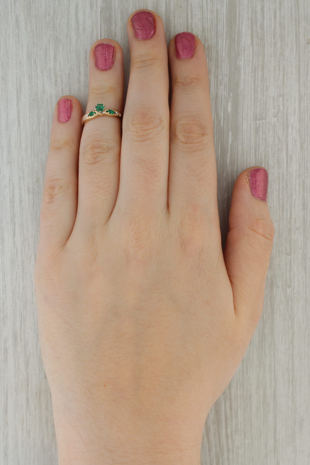 0.27ctw Emerald Diamond Ring 14k Yellow Gold Size 5 Engagement