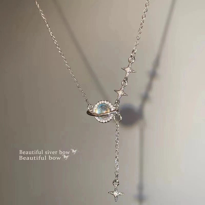 Minimalist Heart Shape Bow Knot Titanium Steel Inlay Zircon Pendant Necklace