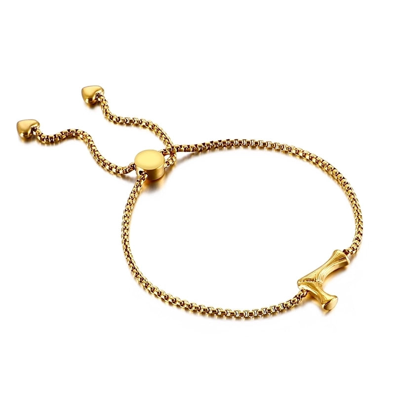 Casual Minimalist Letter Heart Shape Stainless Steel 18K Gold Plated Bracelets In Bulk