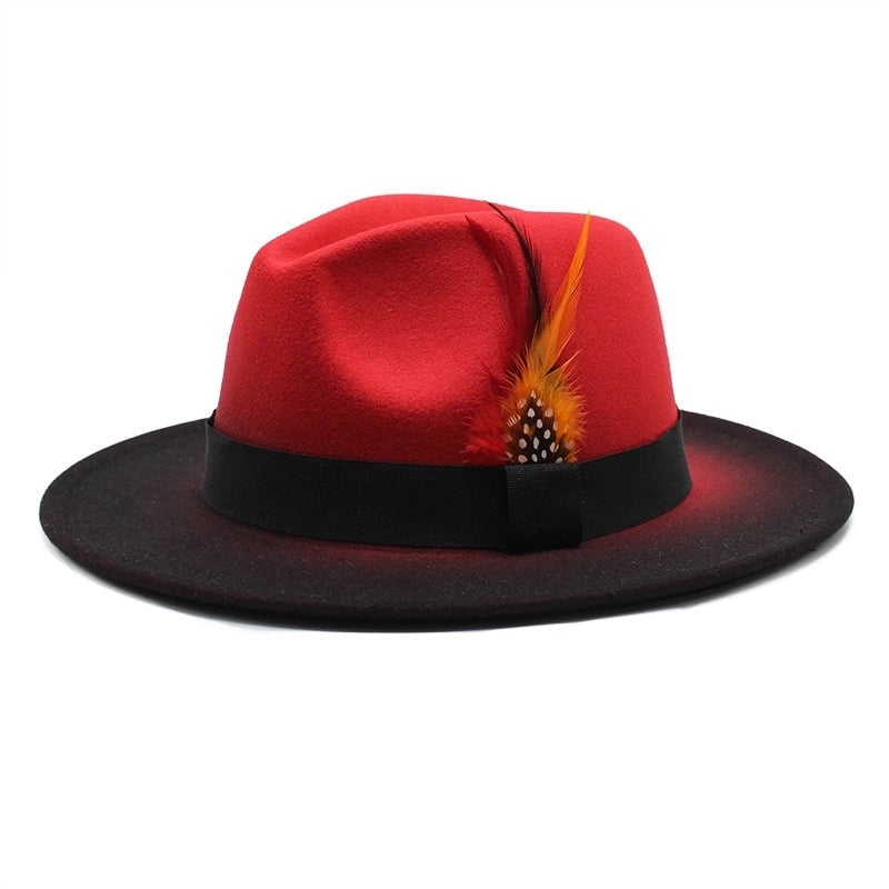 The New Color Color Color Gradient Feather Jazz Hat Female Wool Hat Hat Male And Female Outdoor Cover