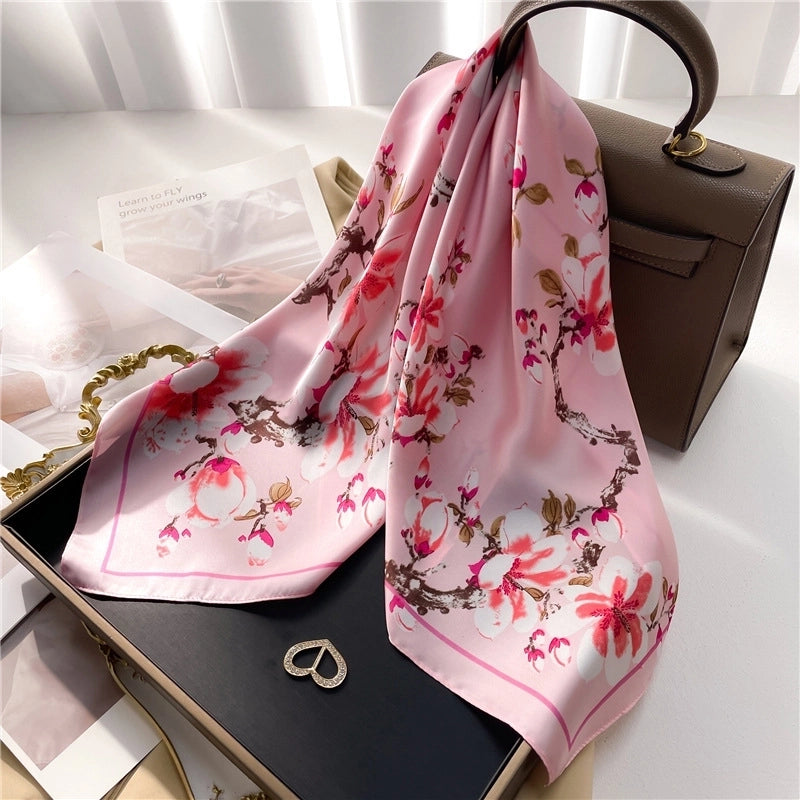 Women's Elegant Minimalist Color Block Polyester Printing Silk Scarf
