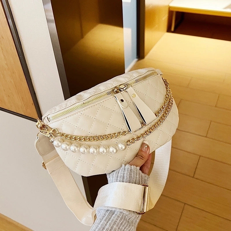 Women's Streetwear Solid Color Lingge Pu Leather Waist Bags