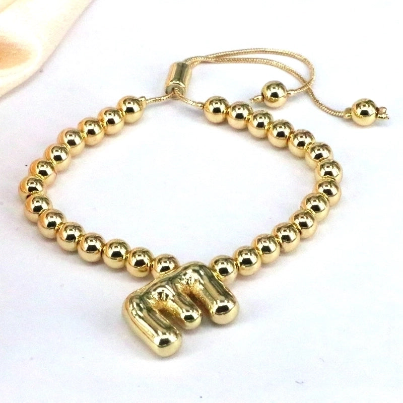 Copper Gold Plated Vintage Style Minimalist Letter Bracelets
