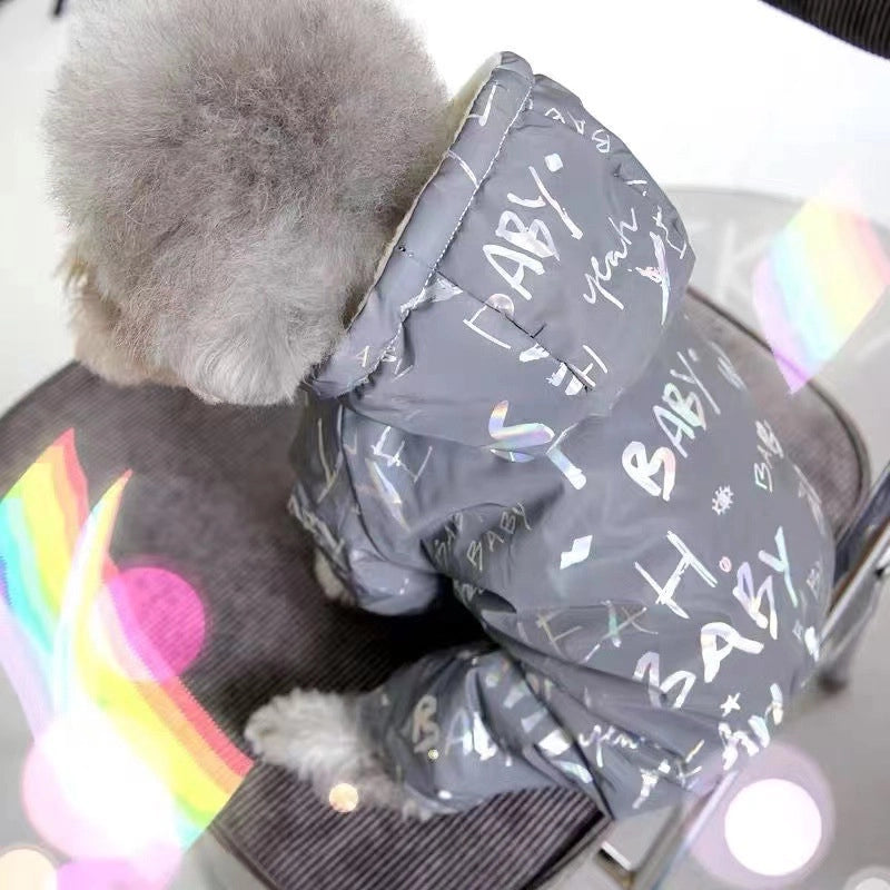 Night Reflective Pet Clothes For Bichon Frise Pomeranian Shih Tzu Small Dogs Autumn/winter Cotton Coat Four-legged Clothing