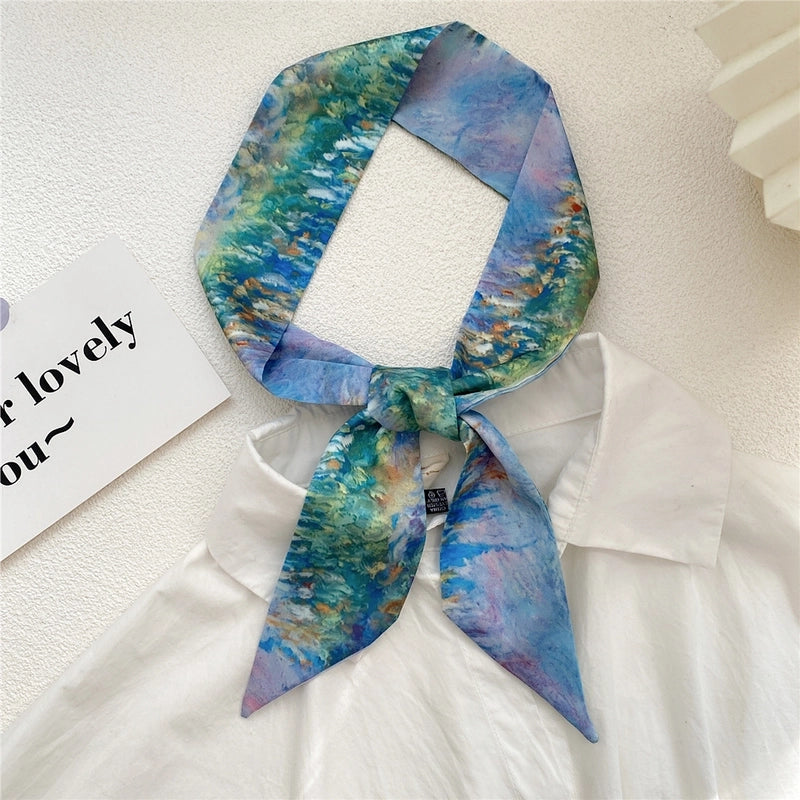 Women's Sweet Oil Painting Polyester Silk Scarves