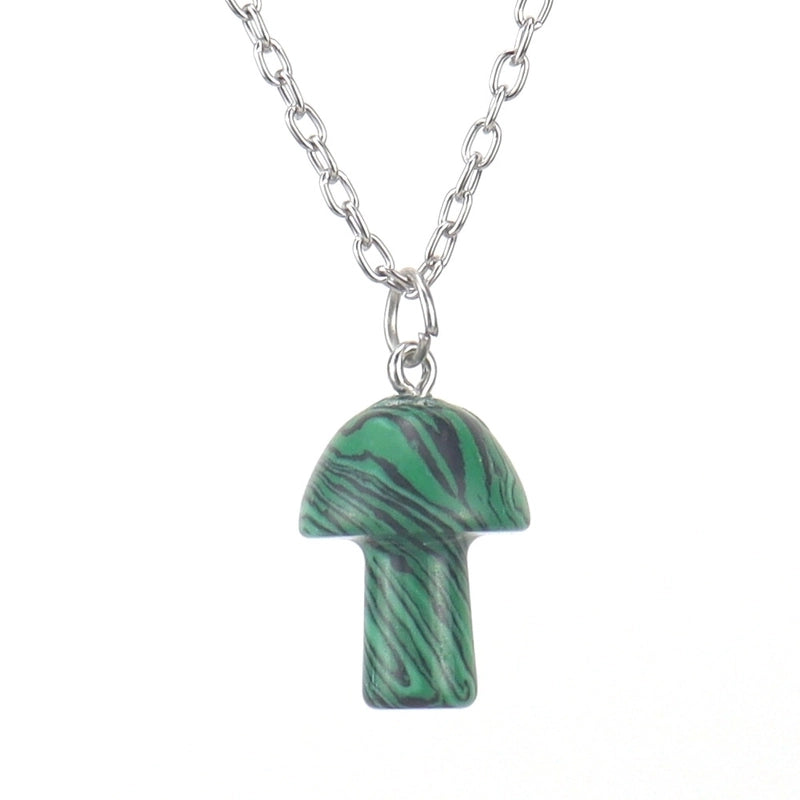 Minimalist Mushroom Crystal Handmade Pendant Necklace 1 Piece