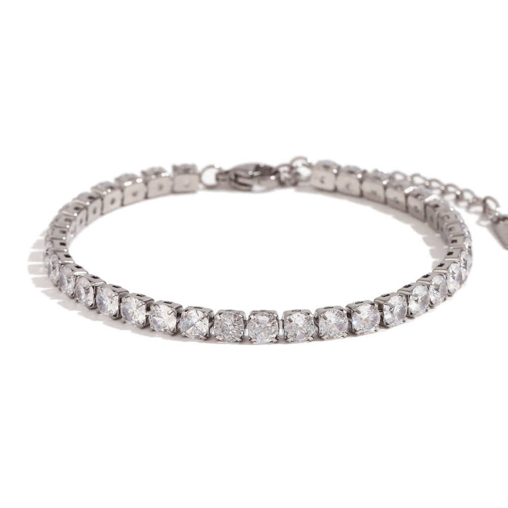 Women Fashion Quadrilateral Circle Geometric Stainless Steel 18K Gold Plated Bracelets