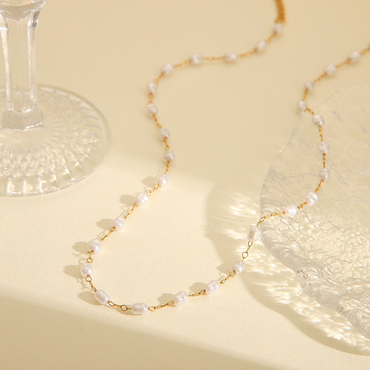 IG Style Pearl Geometric Stainless Steel Electroplating Necklaces