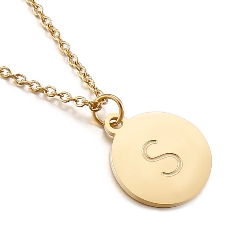 Titanium Steel 18K Gold Plated Minimalist Plating Letter Necklace